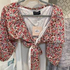 Kittenish floral wrap crop top